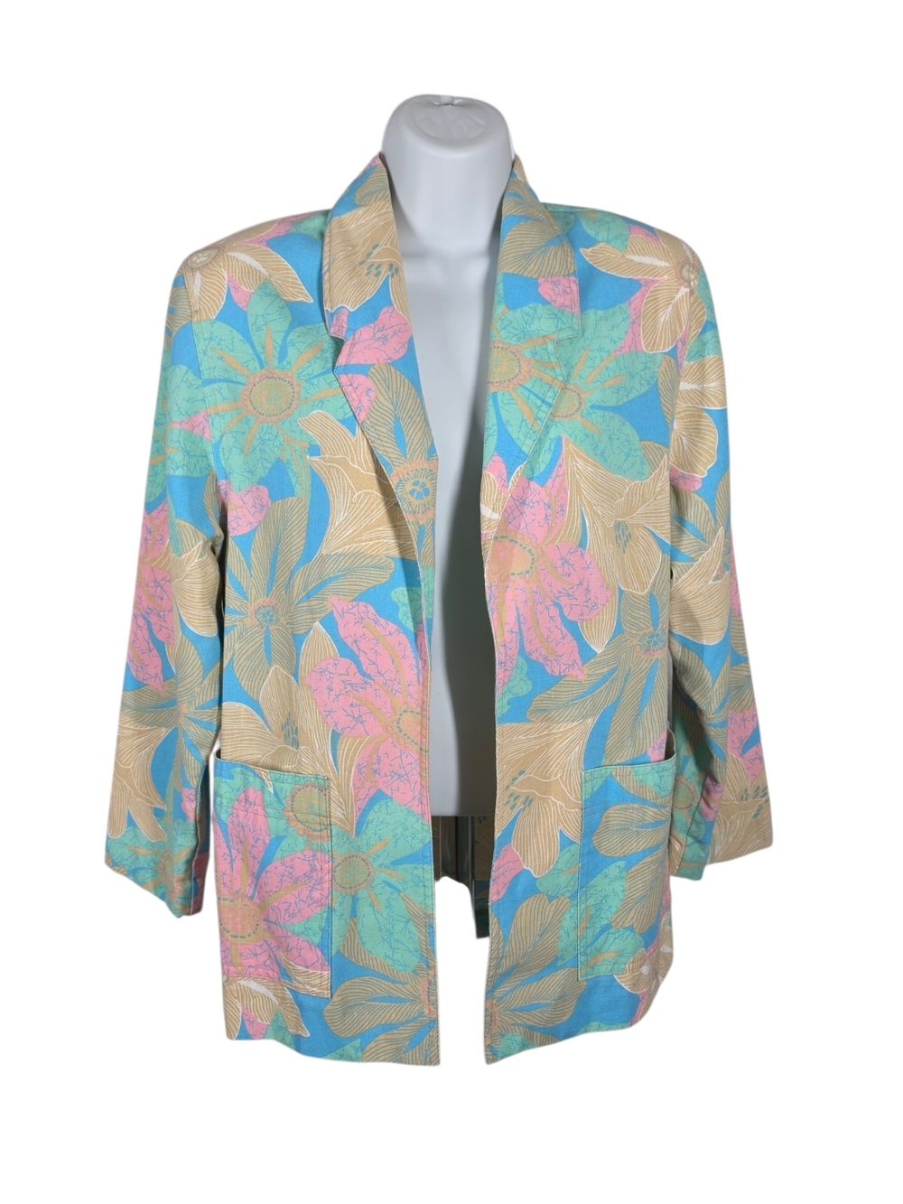 PYKETTES OPEN FRONT FLORAL/TROPICAL JACKET